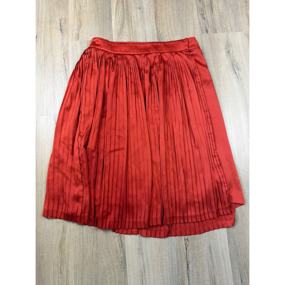 Banana Republic x Olivia Palermo Rust Pleated Satin Midi Wrap Skirt 12